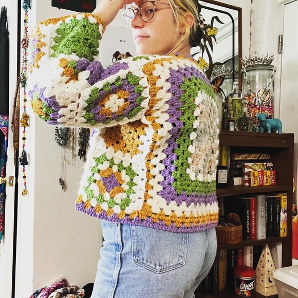 Purple haze sweater! Handmade acrylic jacket by myself? Size small medium! - Picture 4 of 4